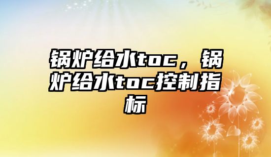 鍋爐給水toc，鍋爐給水toc控制指標(biāo)