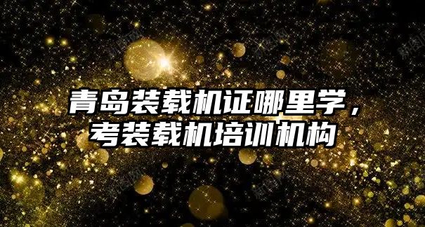 青島裝載機證哪里學，考裝載機培訓機構