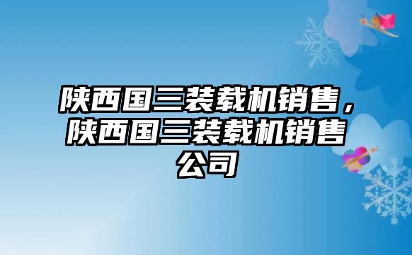 陜西國三裝載機銷售，陜西國三裝載機銷售公司