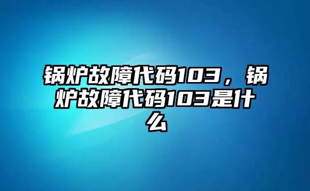 鍋爐故障代碼103，鍋爐故障代碼103是什么