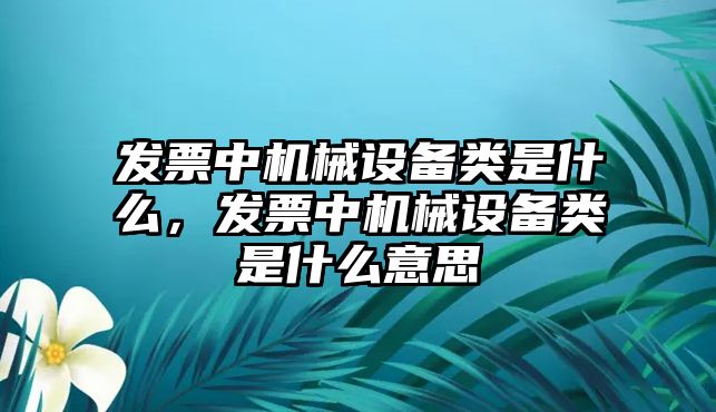 發票中機械設備類是什么，發票中機械設備類是什么意思