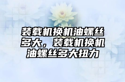 裝載機換機油螺絲多大，裝載機換機油螺絲多大扭力