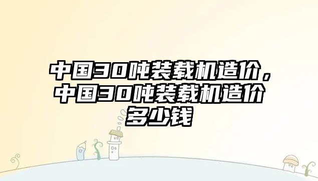 中國30噸裝載機造價，中國30噸裝載機造價多少錢