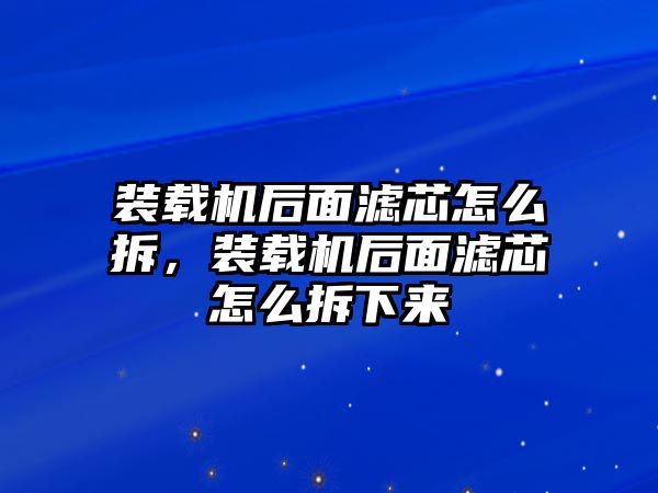 裝載機(jī)后面濾芯怎么拆，裝載機(jī)后面濾芯怎么拆下來