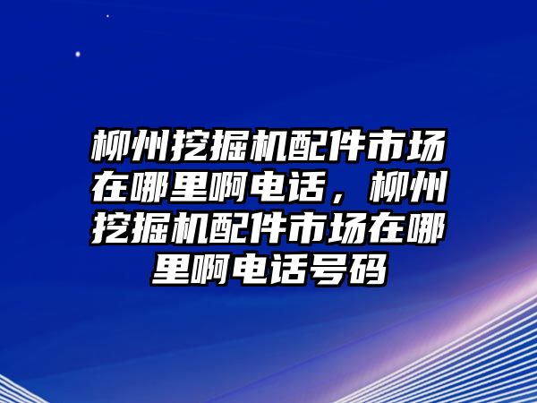 柳州挖掘機配件市場在哪里啊電話，柳州挖掘機配件市場在哪里啊電話號碼