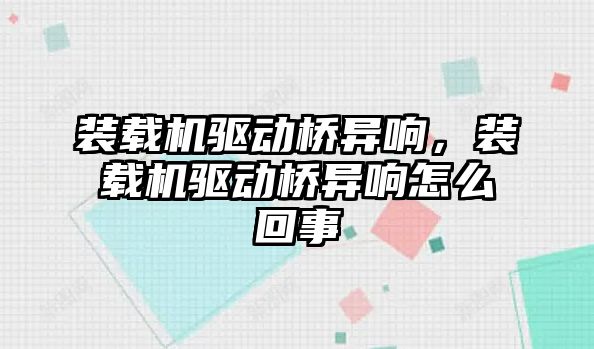 裝載機驅動橋異響，裝載機驅動橋異響怎么回事