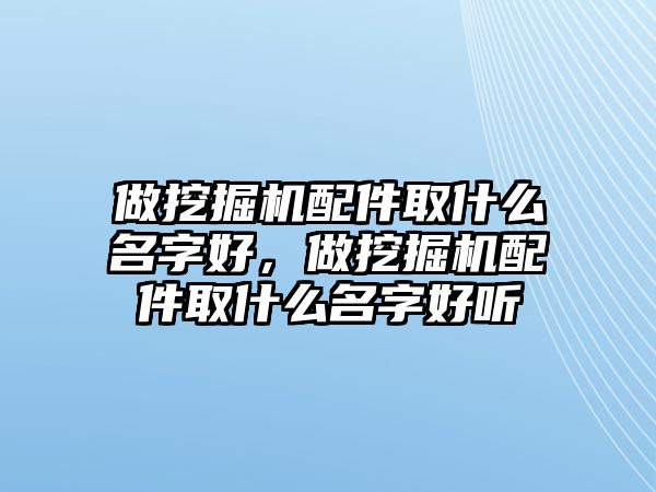 做挖掘機(jī)配件取什么名字好，做挖掘機(jī)配件取什么名字好聽(tīng)