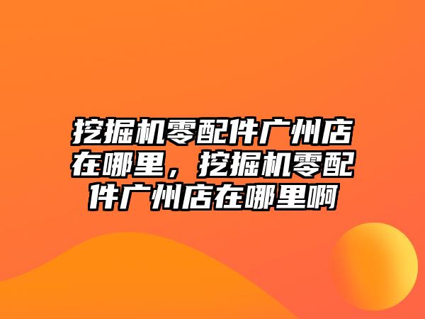 挖掘機零配件廣州店在哪里，挖掘機零配件廣州店在哪里啊