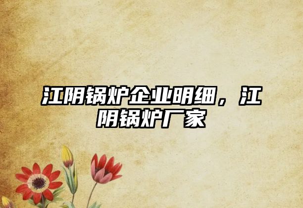 江陰鍋爐企業(yè)明細，江陰鍋爐廠家