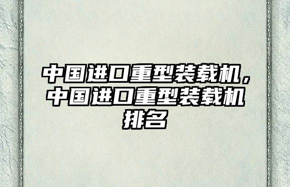 中國進口重型裝載機，中國進口重型裝載機排名