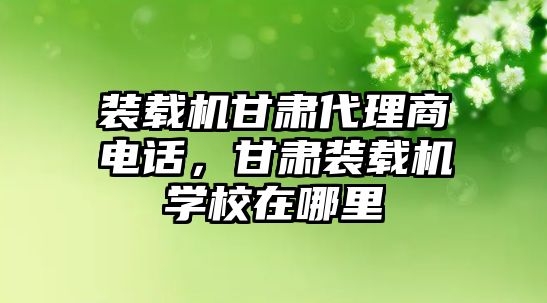 裝載機甘肅代理商電話，甘肅裝載機學校在哪里