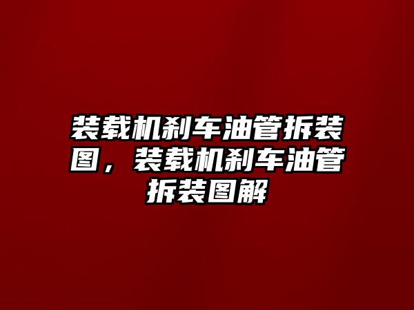 裝載機剎車油管拆裝圖，裝載機剎車油管拆裝圖解