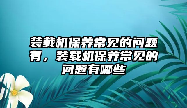 裝載機保養常見的問題有，裝載機保養常見的問題有哪些