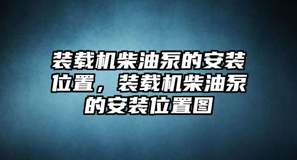 裝載機柴油泵的安裝位置，裝載機柴油泵的安裝位置圖