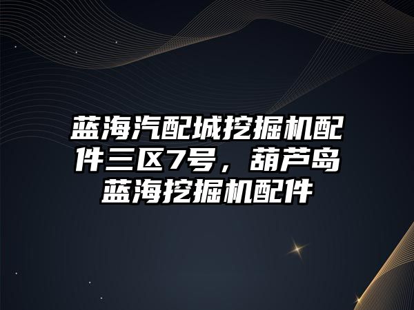 藍海汽配城挖掘機配件三區7號，葫蘆島藍海挖掘機配件