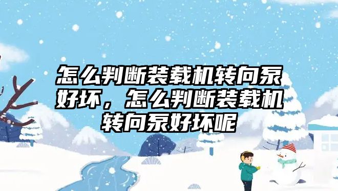 怎么判斷裝載機轉向泵好壞，怎么判斷裝載機轉向泵好壞呢