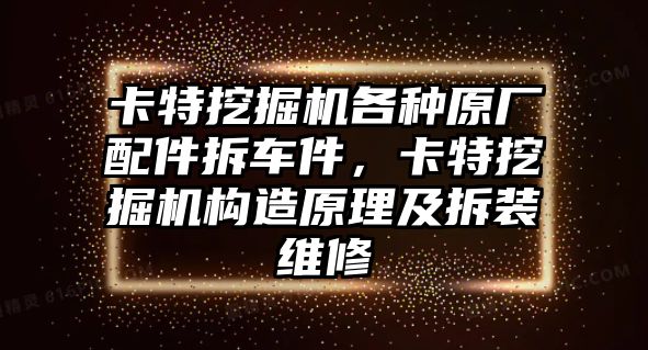 卡特挖掘機各種原廠配件拆車件，卡特挖掘機構(gòu)造原理及拆裝維修