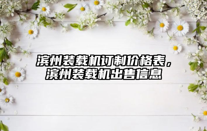 濱州裝載機訂制價格表，濱州裝載機出售信息