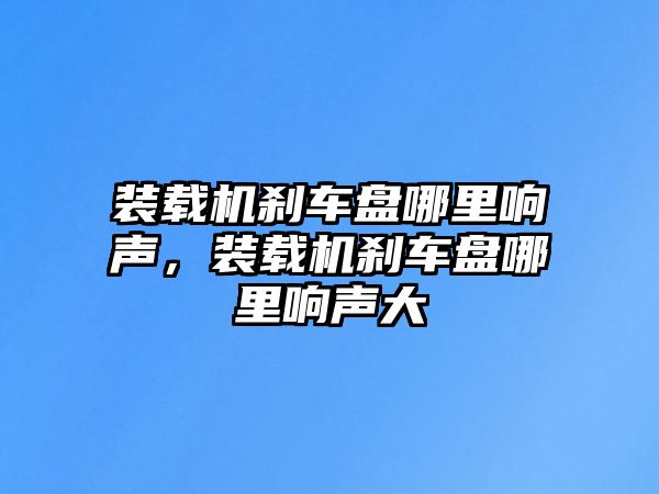 装载机刹车盘哪里响声，装载机刹车盘哪里响声大