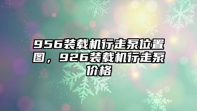 956装载机行走泵位置图，926装载机行走泵价格