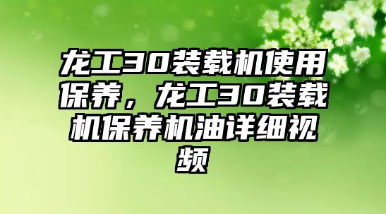 龍工30裝載機使用保養，龍工30裝載機保養機油詳細視頻