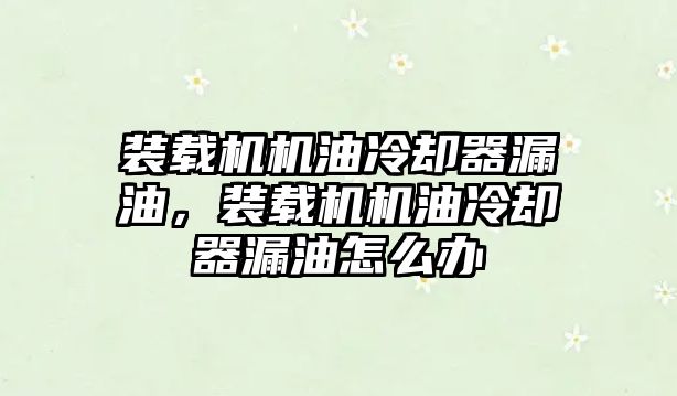 裝載機機油冷卻器漏油，裝載機機油冷卻器漏油怎么辦