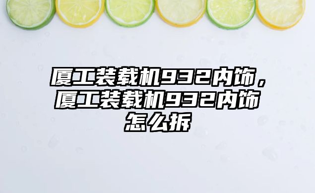 廈工裝載機932內飾，廈工裝載機932內飾怎么拆