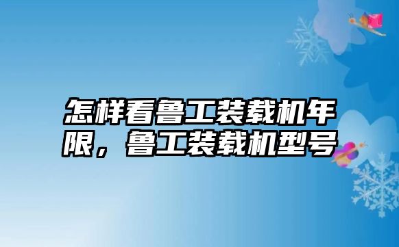 怎樣看魯工裝載機年限，魯工裝載機型號